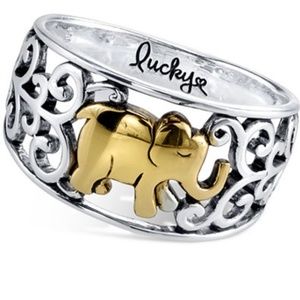 Silver and gold elephant ring